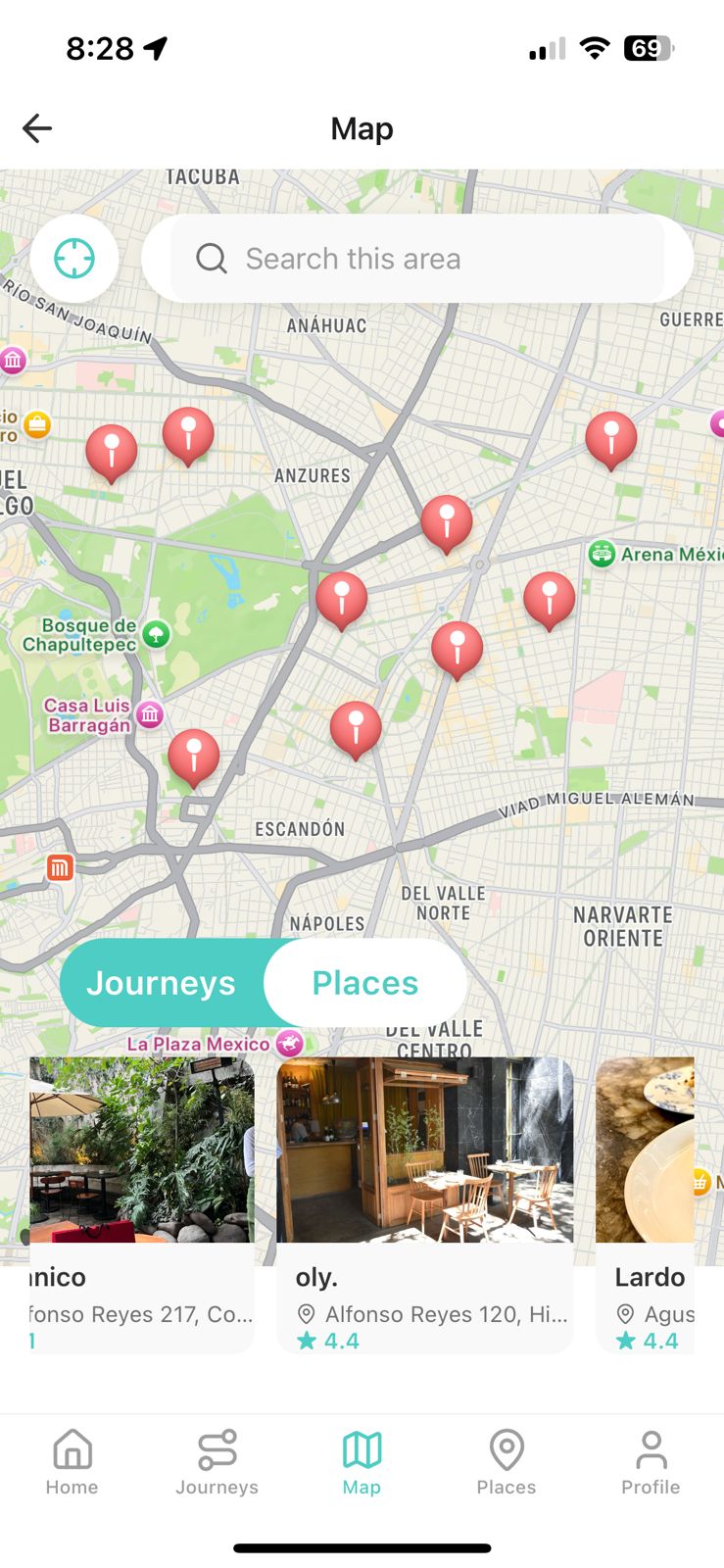 Journeys with curated routes
